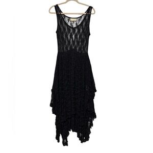 Whimsigoth Dark Feminine Romantic Black Lace‎ Dress Size M Witchy Vampire Gothic